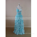 One Shoulder Ruffles Beading Tulle Evening Dress Prom Dress